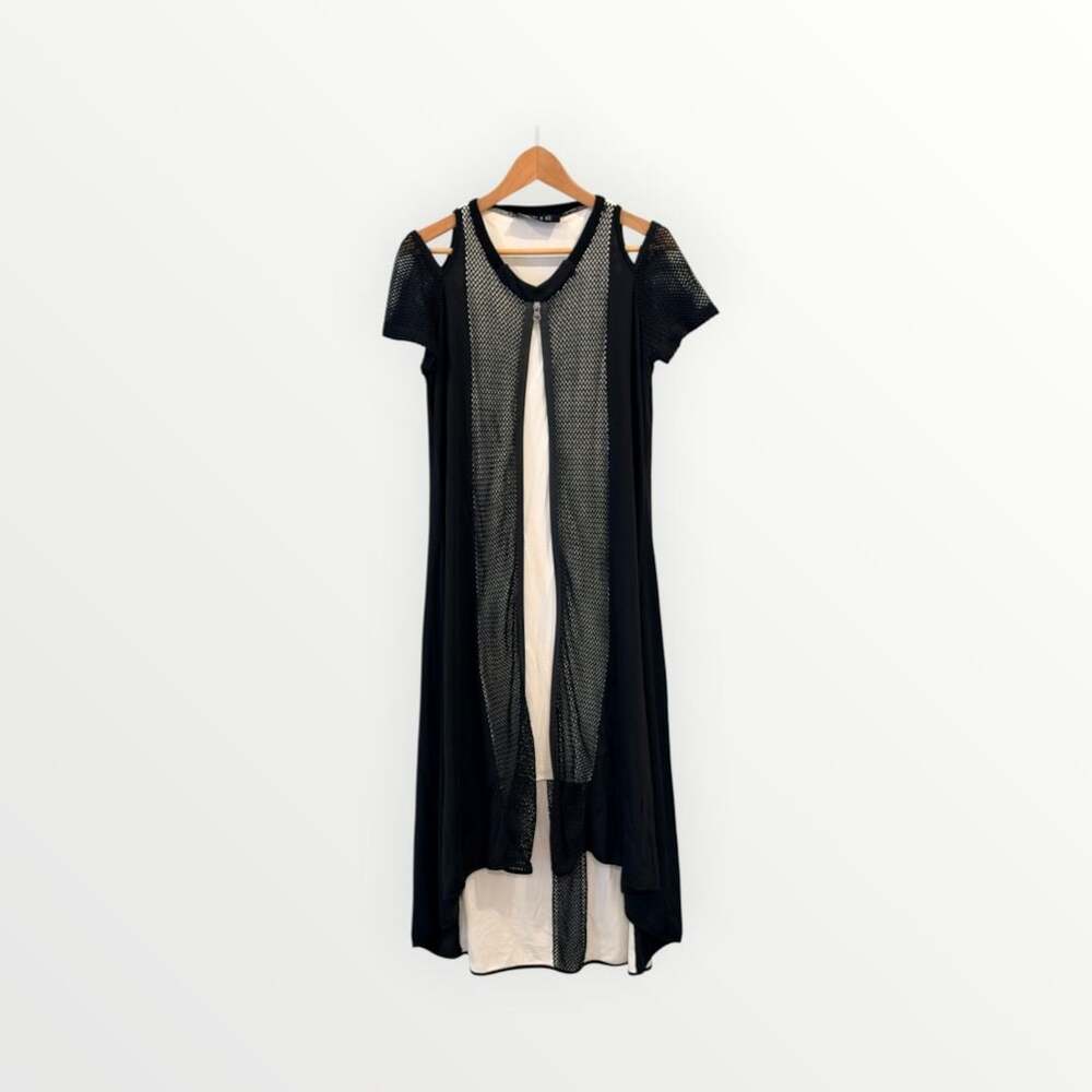 Ozai N Ku Black And White Mesh Dress